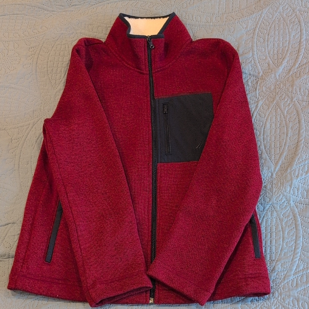 Nautica, Women's Large, Red and Blue Zip-Up Fleece